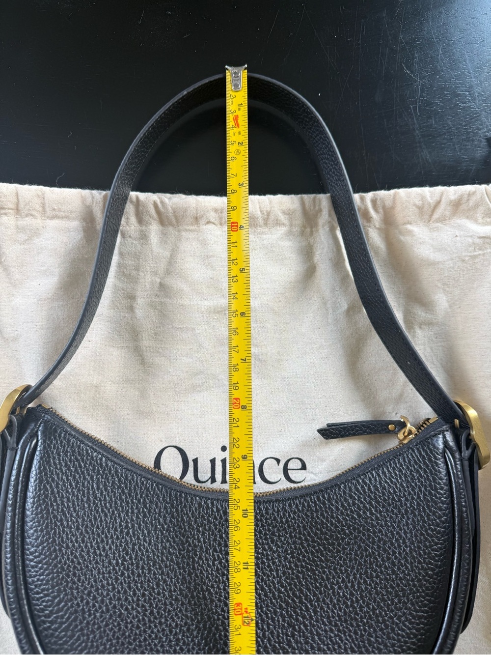 Quince Black Crescent Leather Shoulder Bag - Picture 9 of 9